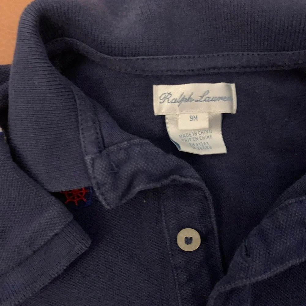 Ralph Lauren Navy Blue Embroidered Nautical Polo One-Piece